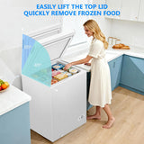 Cowsar 5.0 Cu.Ft Deep Freezer with 3 Basket, Quiet Chest Freezer Adjustable 7 Thermostat for Apartment/Garage/Basement/Dorm/Home,White