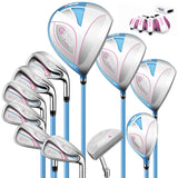 PGM Women's Golf Club Set with 11pcs Clubs-4 Titanium Woods(#1,3,5,4H), 6 Irons(#6,7,8,9,PW,SW), and 1 Putter