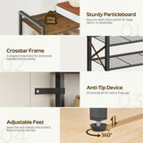 YATINEY 10-Tier Shoe Rack, 39.4" L Shoe Shelf for 45-50 Pairs of Shoes, Tall Shoe Storage Organizer with Metal Frame, Large Capacity Shoes Rack for Entryway, Closet, Rustic Brown and Black SS39BR