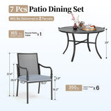 SUNSHINE VALLEY Patio Dining Set for 6, 54" Round Metal Table, 6 Chairs