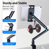 Tablet Stand Holder, Aluminum iPad Desk Mount Bracket, Tablet Arm Mount Holder with 360°Rotating Metal Base, Fits for iPad Air Pro Mini, Phones, Samsung Galaxy, Kindle, All 4.7-13 Inch Devices
