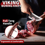 Ethyxe Butcher Knife Set – 3PCS Hand Forged Kitchen Knife Set with Serbian Chef Knife, Viking Boning Knife & Meat Cleaver, High Carbon Steel for Meat Cutting, Outdoor BBQ, Camping, Gift for Men
