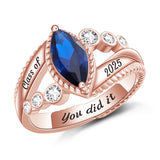 Oseew 2027 Custom College Class Ring for Women High School (Rose Gold)