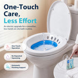 Pochik Electric Sitz Bath for Toilet Seat, Collapsible Portable Soaking Tub for Hemorrhoids and Postpartum Care, Automatic Flushing Sitz Bath Basin with Adjustable Flow - Aqua