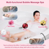SHUIMEIYAN Electric Bubble Massage Mat Portable Massage for Bathtub Bubble Bath Mat Tub Spa Massager with Pillow -Upgraded Suction Cup with Remote Control （ 44.9" x 16.9"Pink）