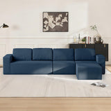 Furnify 136" Modular Sectional Couch Left/Right Facing Convertible, L-Shape Modern Teddy Sofa, Deep Seat Upholstered Foam Couch for Living Room Bedroom, No Assembly Required (Blue, Teddy Boucle)