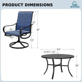 MFSTUDIO 7 Pcs Patio Table and Chairs Set, 54'' Round Metal Table