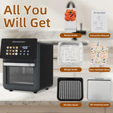 AboveMoon 10L Large Xl Pro Air Fryer Oven With Grill Combo For Kitchen Countertop Use,12 in 1 Smart Convection Ovens,AirFryer With Glass View Window,Nonstick Basket,Fryer Liners,Removable Door-Black