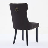 MOOLSUN Fabric Dining Chairs Set of 6, High Back Side Chairs, Modern Padded High-End Tufted Upholstered Chairs with Button-Tufted Back & Rear Pull Tabs, Solid Wood Legs F-Black(Solid Wood Legs)