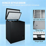 Compact Deep Freezer 5.2 Cu Ft Black Chest Freezer with 6 Levels Thermostat