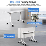 Rolling Folding Modular Conference Seminar Table for School, Classroom, Office & Library 6-Pack White 47.2IN
