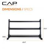 CAP 1200 LB Dumbbell Set with 3-Tier Rack, Rubber Hex Weights, Home & Commercial Gym Weight Set for Strength Training, Chrome Handle, Black Rack
