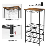 Wine Rack Freestanding Floor, Rustic Wine Holder Stand with Wine Storage and Bottle Shelf, 16 Bottles Floor Wine Rack Shelf OYEAL