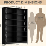 6 Tier Open Shelves Bookcase, Black Book Case with 12 Open Shelves, Freestanding Display Storage Shelves