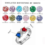 Oseew Mothers rings with 2 birthstones 10k gold mothers ring 2 birthstones real white gold personalized mothers ring 10k gold Mother daughter Ring 10k Gold