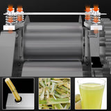 LGXEnzhuo Electric Sugar Cane Press Juicer Machine, 750W Stainless Steel Sugarcane Juicing Crusher Extractor, with 3 Rollers and 4 Casters for Ginger Sweet Sorghum