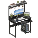 Small Computer Desk with Hutch, Office Desk Study Table Writing Desk Workstation PC Table for Home Office