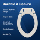 VMS Deluxe Bolt-On Hinged Raised Toilet Seat - Available in Elongated & Standard Styles, 300 lbs Weight Capacity (Elongated)