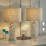OYEARS Bedside Table Lamps Set of 2 with USB & Night Light, 22'' Dimmable Touch Lamps for Nightstand, Farmhouse Lamps for Bedroom Living Room Home Offce (Bulb Included)