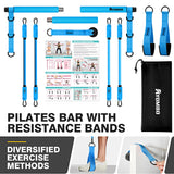 Pilates Equipment, Pilates Bar Kit with Resistance Bands, Multifunctional Resistance Bar with Heavy Adjustment Exercise Bands, Portable Home Gym Workout Equipment
