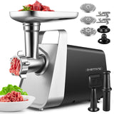 CHEFFANO Meat Grinder, 2600W Max Meat Grinder Electric, ETL Approved Heavy Duty Meat Mincer Machine with 2 Blades, 3 Plates, Sausage Stuffer Tubes & Kubbe Kit for Home Kitchen Use