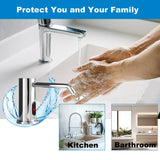 Touchless Automatic Soap Dispenser for Kitchen Bathroom Sink Built in Liquid Commercial Electric Soap Dispenser with Bottle and Pump Chrome Platingd