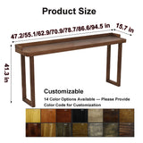 Modern Farmhouse Solid Wood Bar Table, 86.6" Long Narrow Counter Height Dining Table with Raised Edge, Space-Saving Rectangular High Table for Kitchen, Coffee Bar, or Window Area (Stools Not Included)