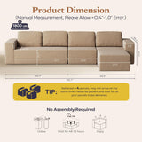 Furnify 136" Modular Sectional Couch Left/Right Facing Convertible, L-Shape Modern Teddy Sofa, Deep Seat Upholstered Foam Couch for Living Room Bedroom, No Assembly Required (Camel, Teddy Boucle)