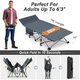 ABORON XXL Camping Cot for Adults 900LBS - 78"×32" Oversized Folding Bed with Mattress Pad, Heavy Duty 1200D Oxford Outdoor Cot with Carry Bag