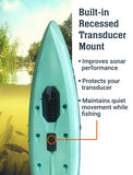 Brooklyn 12.0 Pro Single Propeller Pedal Kayak by BKC, 12 ft Sit-On-Top Fishing Kayak, Hands-Free Pedal Drive, Rudder Steering, 70 lb Hull, Rod Holders & Large Storage (Teal)