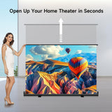 100" Portable Non-Tension Matte White Manual Pull Up Projector Screen,178°Viewing Angle Movie Screen,Outdoor Projector Screen Wrinkle-Free Design for Backyard Movie Night