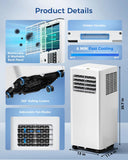 Feelfunn 10,000 BTU Portable Air Conditioners - Cools 450 Sq.Ft, 3-in-1 Portable AC with Remote Control/Sleep Mode/24H Timer, AC Unit for Bedroom, Dorms, Apartment, Window Kit Included