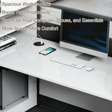 Modern Cubicle Office Workstation Desk with Privacy Panels, Modular Multi-Person Partition Desk, Computer Desk with Storage & for Office, Call Center & Team Workspace (A-Left, 1 P)