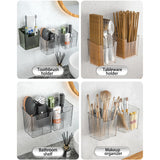 Set Of 2 Storage Organizer Bins Wall Mounted Shower Caddy, Bathroom shelves Stackable Clear Plastic Toothbrush Holder Adhesive Hanging Bin for Bathroom, Kitchen, Cabinet, Shower BPA Free Small (Green)