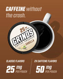 Grinds Coffee Pouches | 5 Can Sampler | Double Shot Espresso, Vanilla, New Orleans, Double Mocha, Caramel | 1 Pouch eq. 1/4 Cup of Coffee