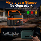 AKUDY Cordless Electric Lunch Box for Adults, 6.3-Cup Rechargeable Self Heating Lunch Box with Scheduled Heating & Automatic Keep Warm, Portable Food Warmer for Work, Office, Travel & Outdoor Use