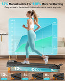 Rayspace Walking Pad with 12% Incline/Adjustable Height, Upgraded 3.5HP Walking Pad with Handle Bar, 4 in 1 Foldable Under Desk Treadmill, Electric Portable Treadmills for Home 350LBS, LED Display