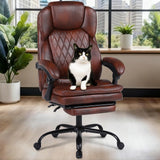 Big and Tall Office Chair with Footrest, Ergonomic Executive Desk Chair, High Back PU Leather Reclining Computer Chair for Home Office