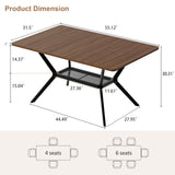 55 inch Dining Table for 4-6, Rectangle Kitchen Table with Storage Shelf