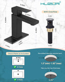 KUZOR Single Hole Bathroom Sink Faucet with Pop-Up Drain, Matte Black