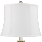 360 Lighting Azure Modern Table Lamps 26.75" High Set of 2 Blue Brown Art Glass Brushed Nickel Metal Cream Fabric Drum Shade Decor for Living Room Bedroom House Bedside Nightstand Home