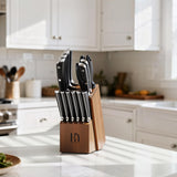 5 Pcs Kitchen Knife Block Sets with Sharpener, Japanese High Carbon Stainless Steel Set of Knives, Premium Razor Sharp Black Knives Set