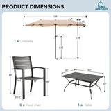 MFSTUDIO 7 Pcs Outdoor Dining Set with Umbrella for 6(Beige)