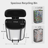Garvee Stainless Steel Trash Can, 50 L/13 gal Hands Free Garbage Can with Soft Close Lid and Foot Pedal, Metal Kitchen Waste Bin, Silver