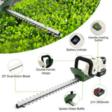 ALSO GO 20'' Cordless Hedge Trimmer, 21V Electric Bush Trimmer, Cordless Shrub Trimmer with 3Ah Battery and Charger, 3/4'' Cutting Capacity, Grass Shrub Trimmer for Garden, Lawn