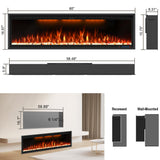 60" Smart Electric Fireplace Inserts,Slim Fireplace with APP Control & Remote Control& Touch Panel,13 Adjustable Flame Color&13 Fuel Bed Colors,750W/1500W,Black