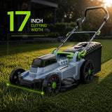 40V Cordless Lawn Mower, 17-Inch Walk Behind Lawnmower with 2 x 20V 4.0Ah Battery, Brushless Motor, 6 Cutting Heights, 50L Grass Bag, for Garden/Patio/Yard/Lawn