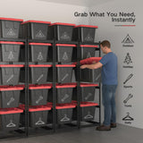 27 Gallon Storage Bin Rack Organizer, Heavy-Duty Tote Storage Rack, 5-Tier Standing Storage Bin Shelves, 250 lb Capacity, Maximize Space for Garage, Warehouse, Utility, 2 Pack (Totes Not Included)