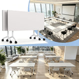 4 Pack Folding White Conference Table,47.2in Modular Mobile Training Table