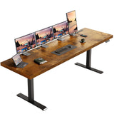 OffiGo 79" Executive Electric Standing Desk Height Adjustable, Rustic Brown